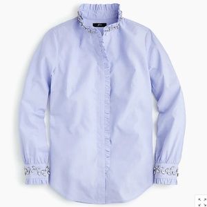 J Crew Slim Embellished Collar and Cuff Shirt